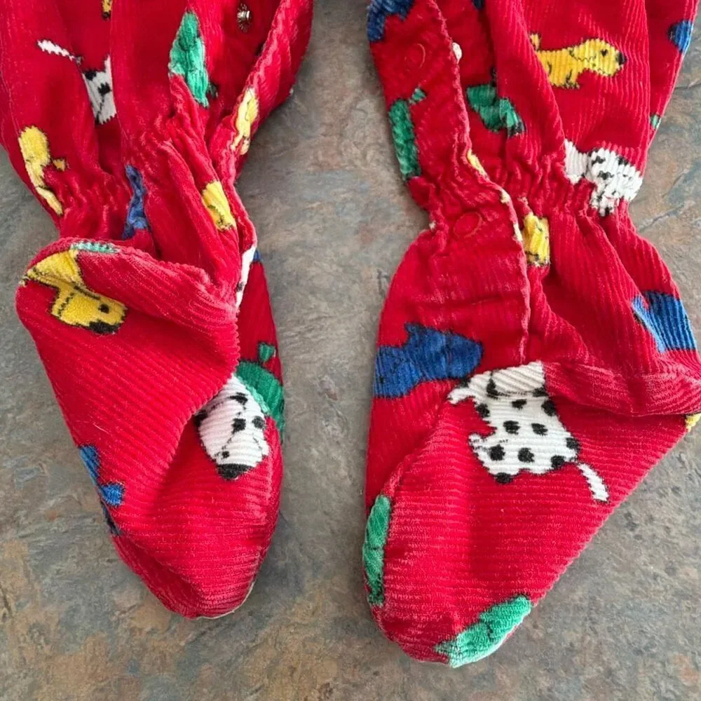 Oshkosh B’gosh Kennel Klub Vintage Red Corduroy Bib Overalls Dogs 3-6 mo